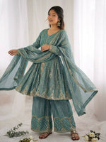 Thumbnail for Teeya Creation New Womens Trendy Embroidery Sequence Work Kurta Set - Dista