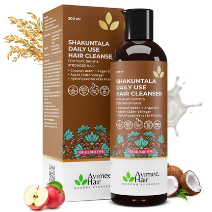 Avimee Herbal Shakuntala Hair Cleanser/Shampoo For Silky & Shiny Hair With Aloe Vera, Apple Cider Vinegar, Rice Protein & Keratin Protein - Distacart
