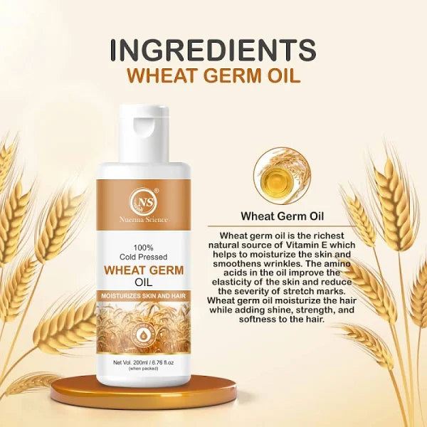 Nuerma Science 100% Cold Pressed Wheat Germ Oil to Moisturize Skin & Hair - Distacart