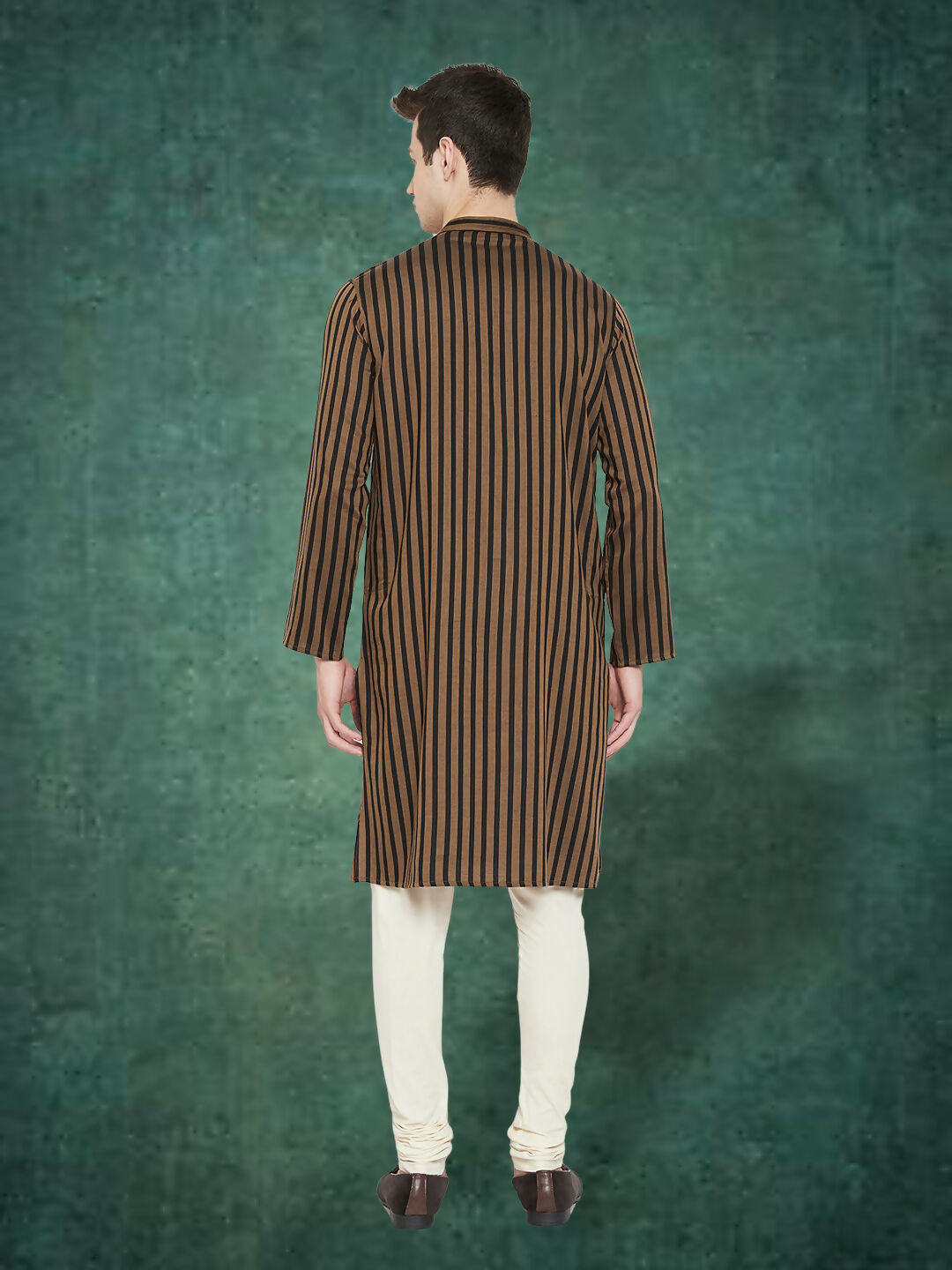 Even Apparels Men's Striped Brown and Black Kurta - Distacart