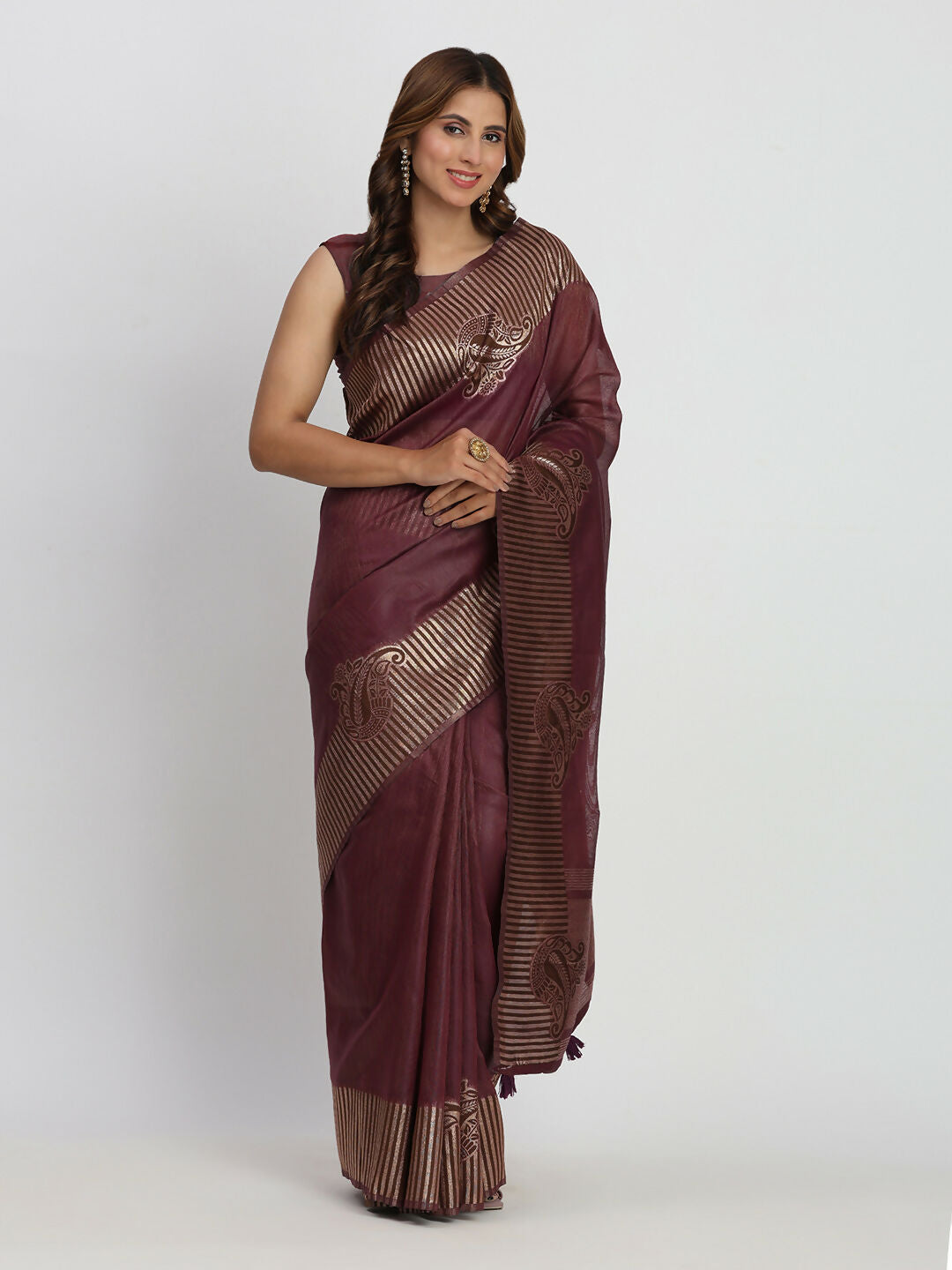 Astita Linen Cotton Purple Saree