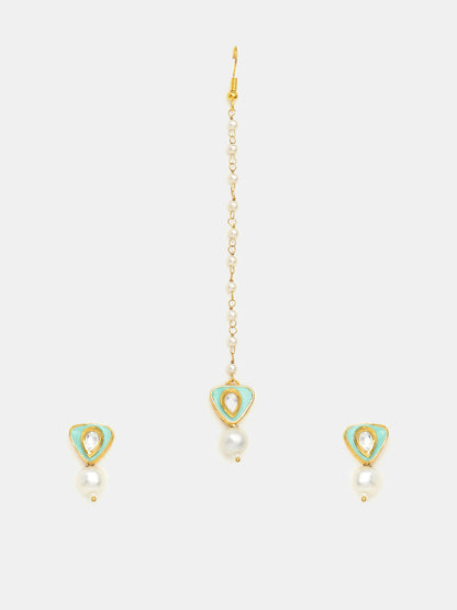 Ruby Raang Saanjh Pearl Tikka Set - Distacart