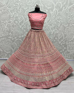 Thumbnail for Jyoti Fashion Women's Pink Heavy Net Fancy Dori, Multi Thread, Rainbow Sequins and Diamond Work Wedding Lehenga Choli - Distacart