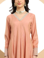 Thumbnail for Yufta Silk Peach Anarkali Kurta Dupatta Palazzo Set