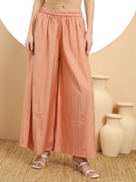 Thumbnail for Yufta Silk Peach Anarkali Kurta Dupatta Palazzo Set