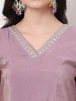 Thumbnail for Yufta Silk Purple Anarkali Kurta Dupatta Palazzo Set