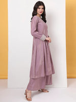 Thumbnail for Yufta Silk Purple Anarkali Kurta Dupatta Palazzo Set
