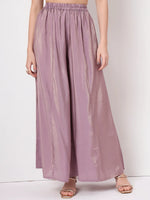 Thumbnail for Yufta Silk Purple Anarkali Kurta Dupatta Palazzo Set