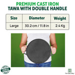 Thumbnail for The Indus Valley CASTrong Cast Iron Roti/Dosa Tawa, Pre-seasoned, Nonstick, 100% Pure, Toxin-free, Gas & Induction,Spatula, 30.2cm, 2.4kg