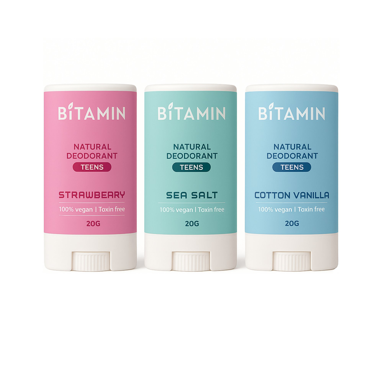 Bitamin Natural Strawberry, Seasalt, Cotton Vanilla Deodorant Teens - Distacart