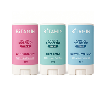 Bitamin Natural Strawberry, Seasalt, Cotton Vanilla Deodorant Teens - Distacart