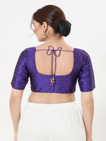 Thumbnail for Joban Fashion Dark-Brinjal Taffeta Silk Elbow Sleeveless Front Open Blouse