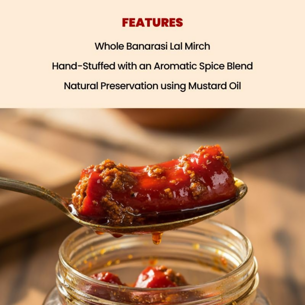 Jhaji Store Lal Mirch Bharua Achar (Stuffed Red Chilli Pickle) - Distacart