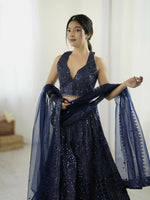 Thumbnail for Aastha Fashion Blue Net Designer Wedding Wear Lehenga Choli