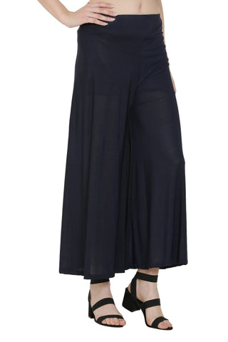 Asmaani Navy Blue Color Lycra Fabric Flared Palazzo