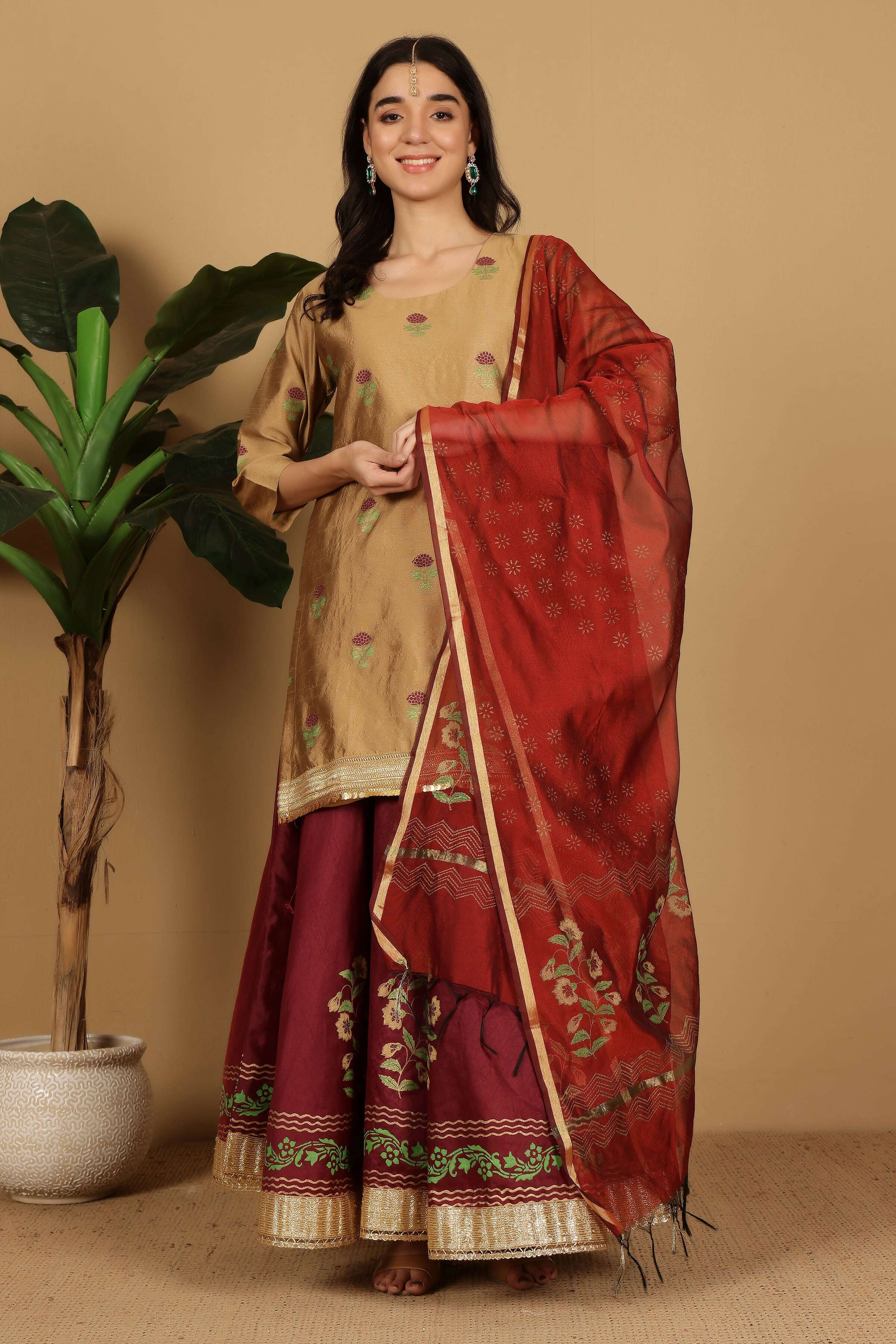 Joban Fashion Beige Silk Lehenga Set