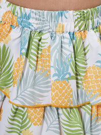 Thumbnail for Girls Yellow Tropical Printed Crop Top With Layered Skirt for Kids - Mini Marvels - Distacart
