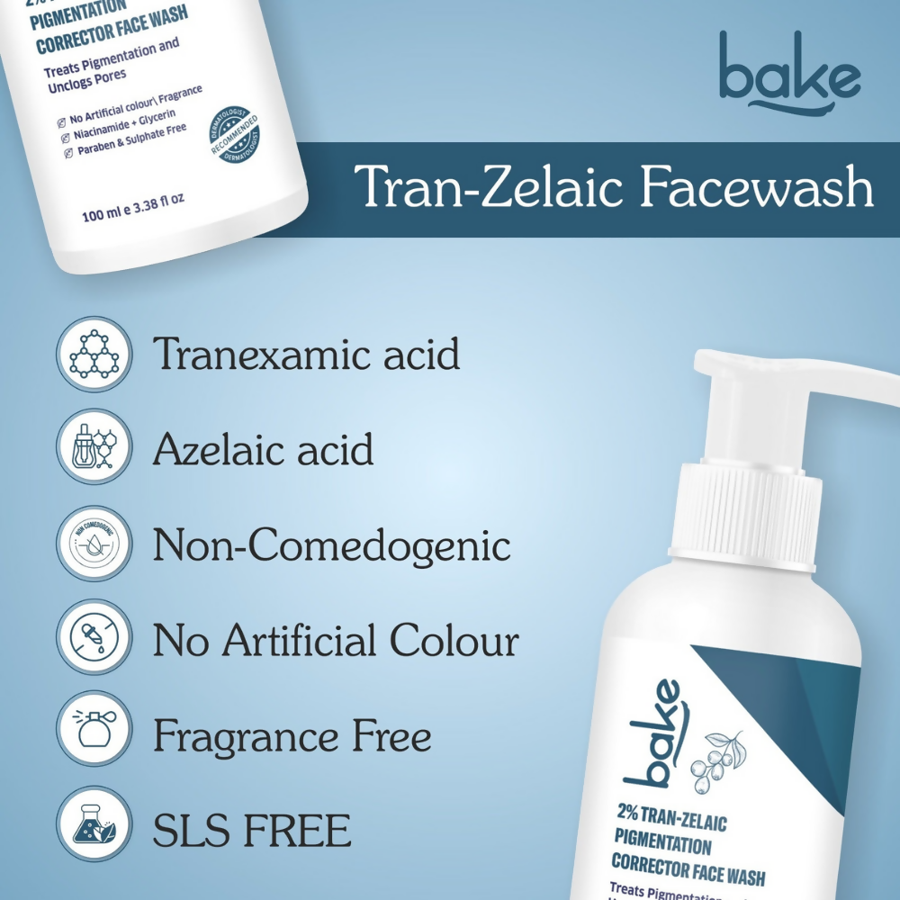 Bake 2% Tran-Zelaic Pigmentation Corrector Milky Face Wash For Pigmentation and unclogged pores - Distacart