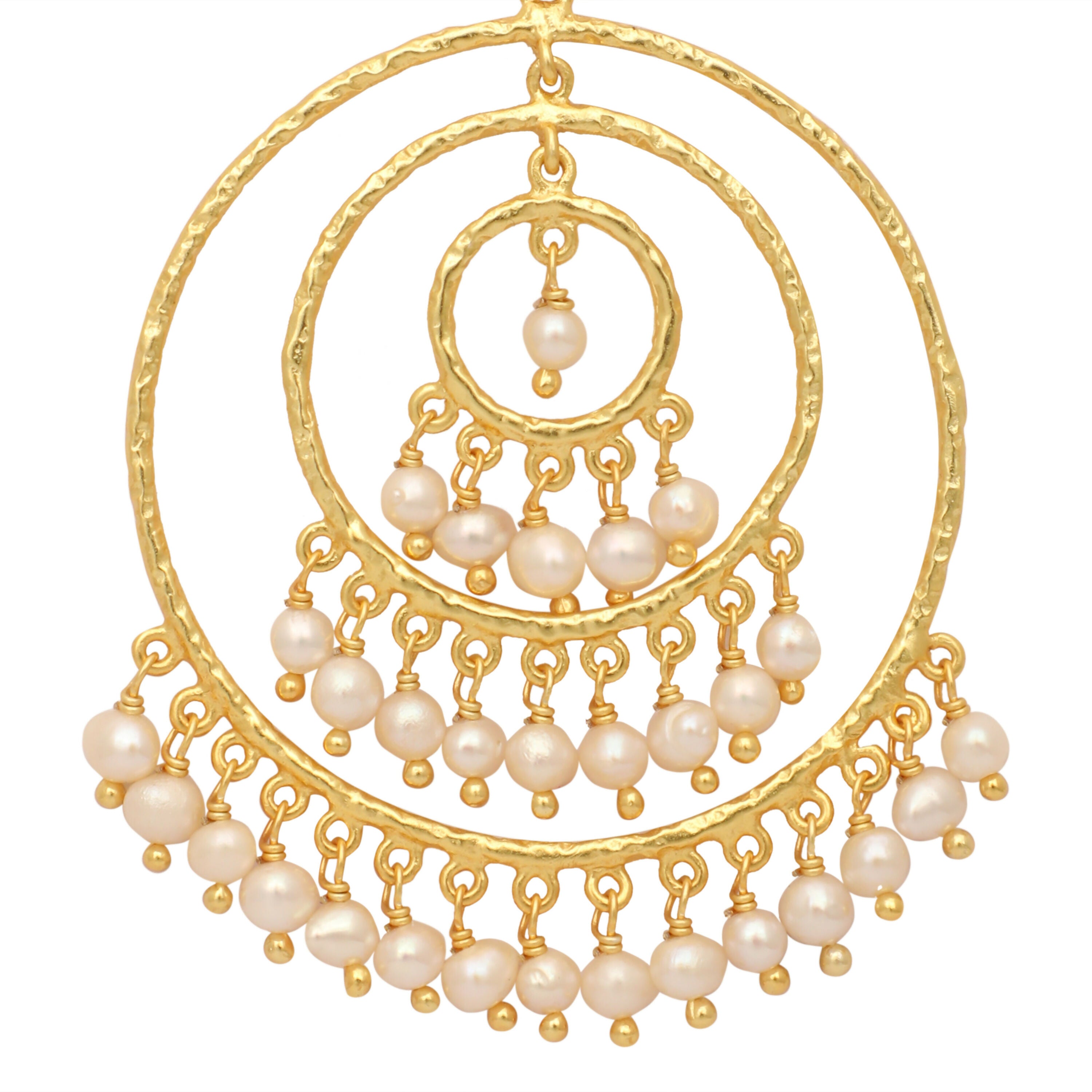 Nuyug 18k Triple Pearl Hoop Anti Tarnish Earrings
