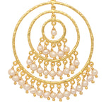 Thumbnail for Nuyug 18k Triple Pearl Hoop Anti Tarnish Earrings