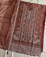 Thumbnail for KC Peach Pakistani Straight Suit For Women Chiffon - Dista