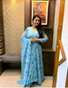 Dishitha Creation Women Floral Printed Designer Gown - Sky Blue - Distacart