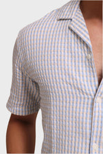 Thumbnail for Jonesburg Men's Light Blue Textured Fine Checks Relaxed Fit