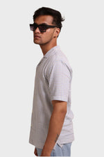 Thumbnail for Jonesburg Men's Light Blue Textured Fine Checks Relaxed Fit