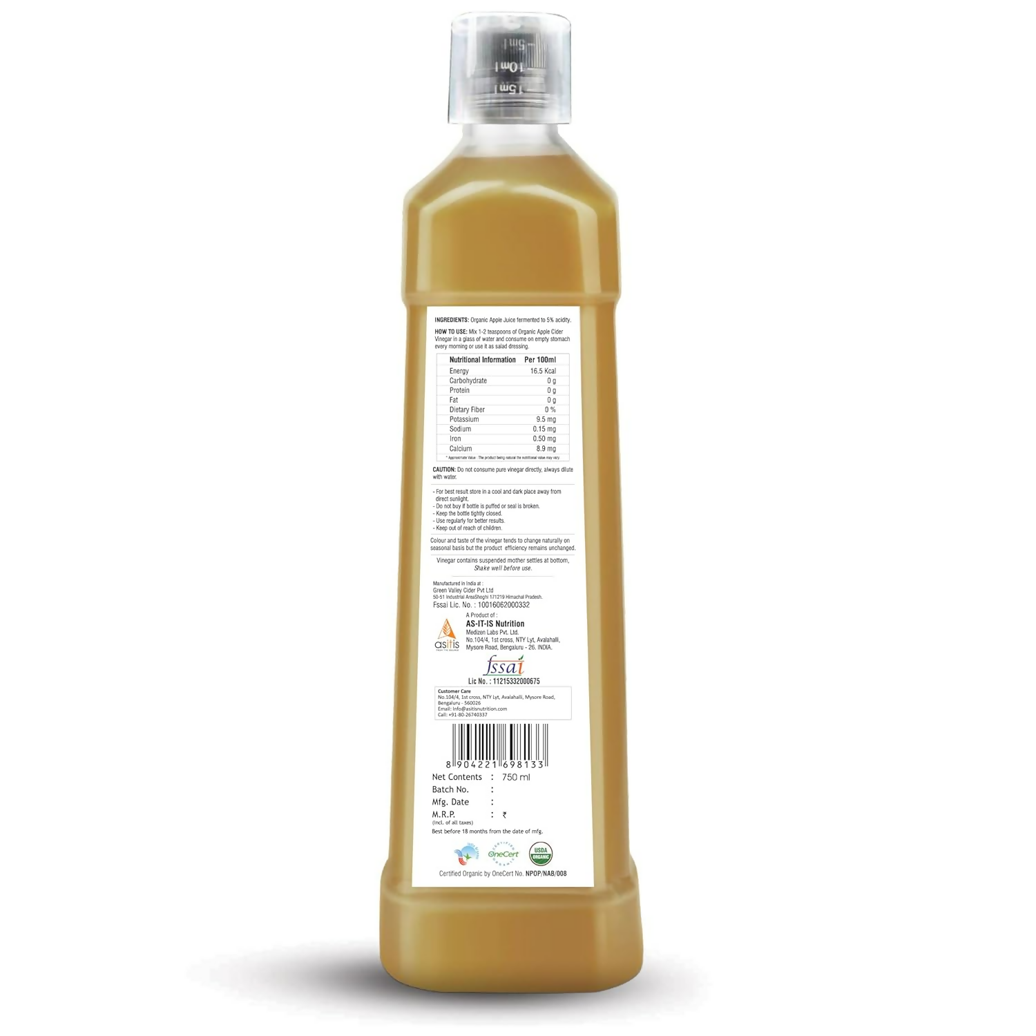 AS-IT-IS Nutrition Raw Apple Cider Vinegar with Mother