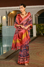 Thumbnail for Vishnu Weaves Women's Royal Banarasi Silk Patola Printed Saree with Blouse
