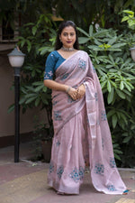 Thumbnail for Mine Pure Linen Ethnic Motifs Saree with Unstitched Blouse - Hiral Fashion - Distacart