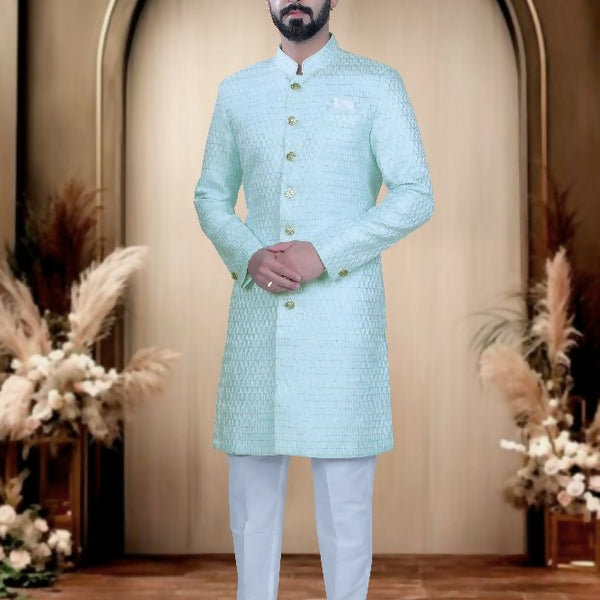 Joban Fashion Men's Green & White Cotton Silk Kurta with Pyjama - Distacart