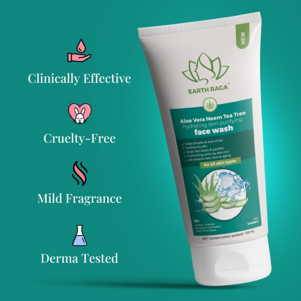 Earthraga Aloe Vera Neem Tea Tree Face Wash - Distacart