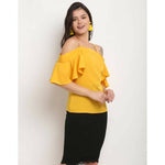 Thumbnail for Aastha Fashion Women's Yellow Polyester Solid Casual Top - Distacart