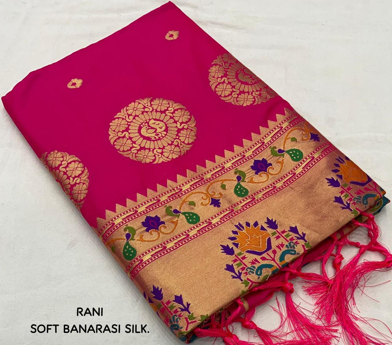 Rani Pure Silk Woven Design Saree with Unstitched Blouse - Hiral Fashion - Distacart