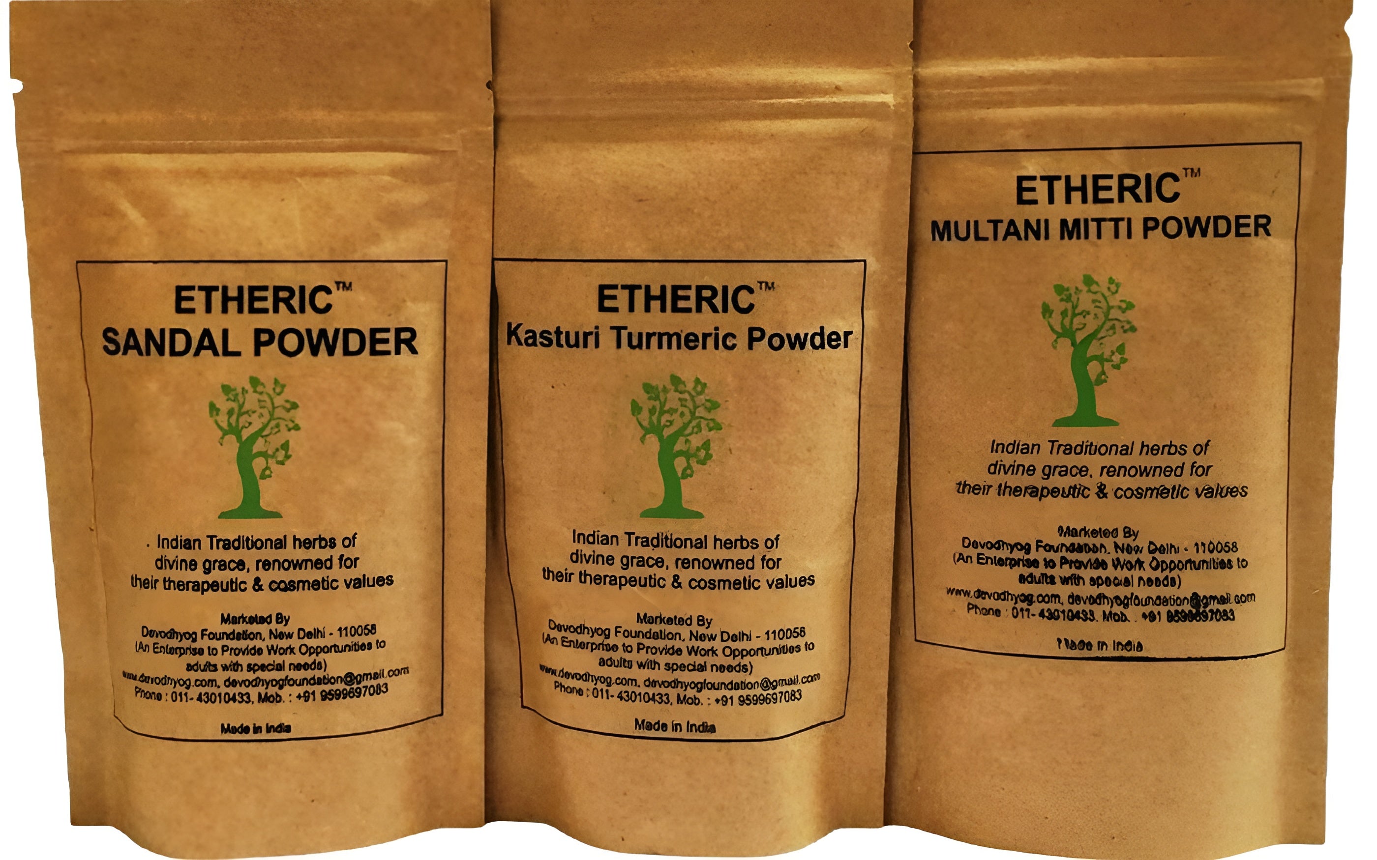 Etheric Kasturi Turmeric, Sandal & Mulatni Mitti Face Pack for Glowing Skin, Skin Whitening & Pimples - Distacart