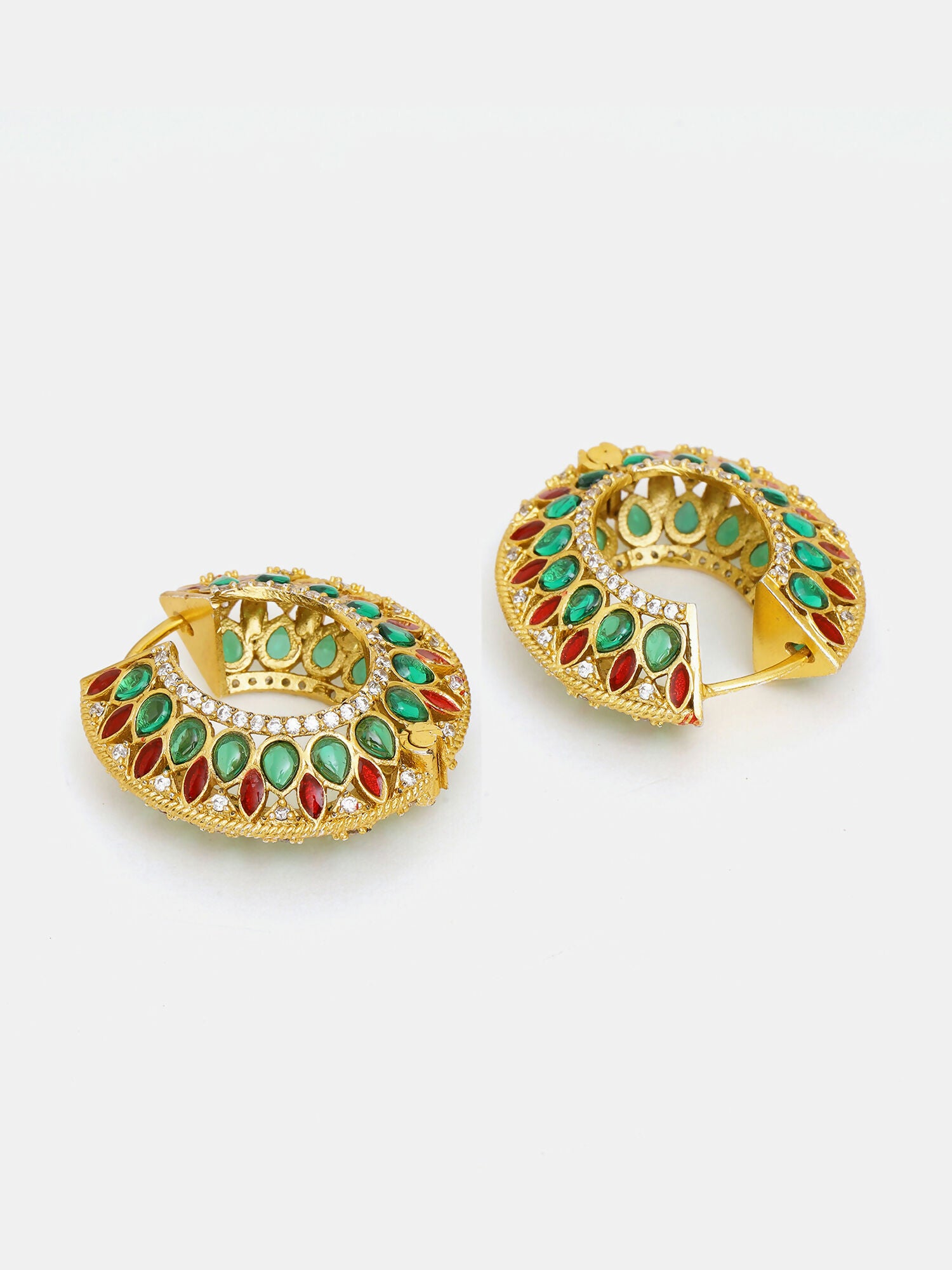 Ruby Raang Gold Polished Multi-Color Kundan Loops - Dista