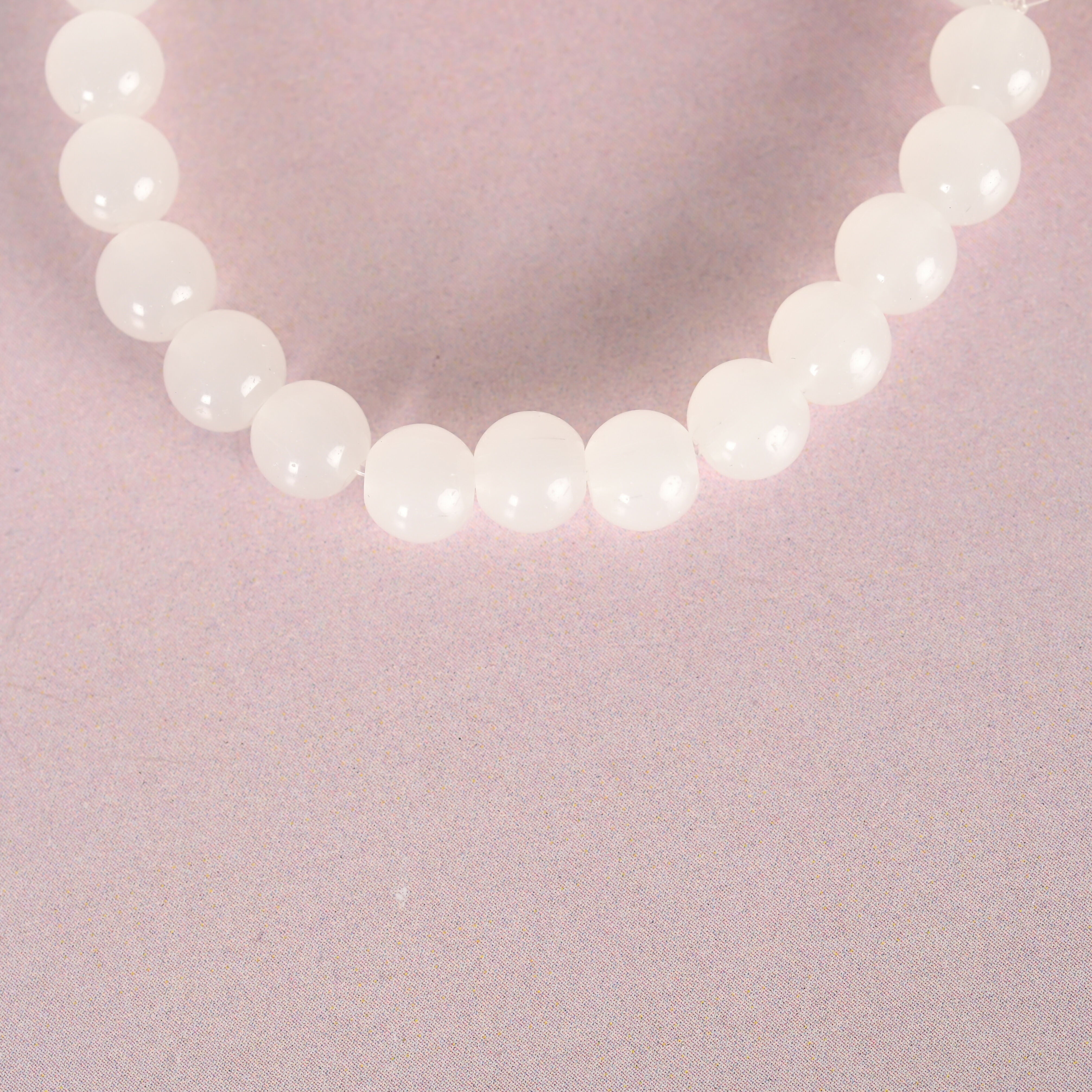 NVR Men & Women White Marbel Crystal Elasticated Bracelet - Distacart