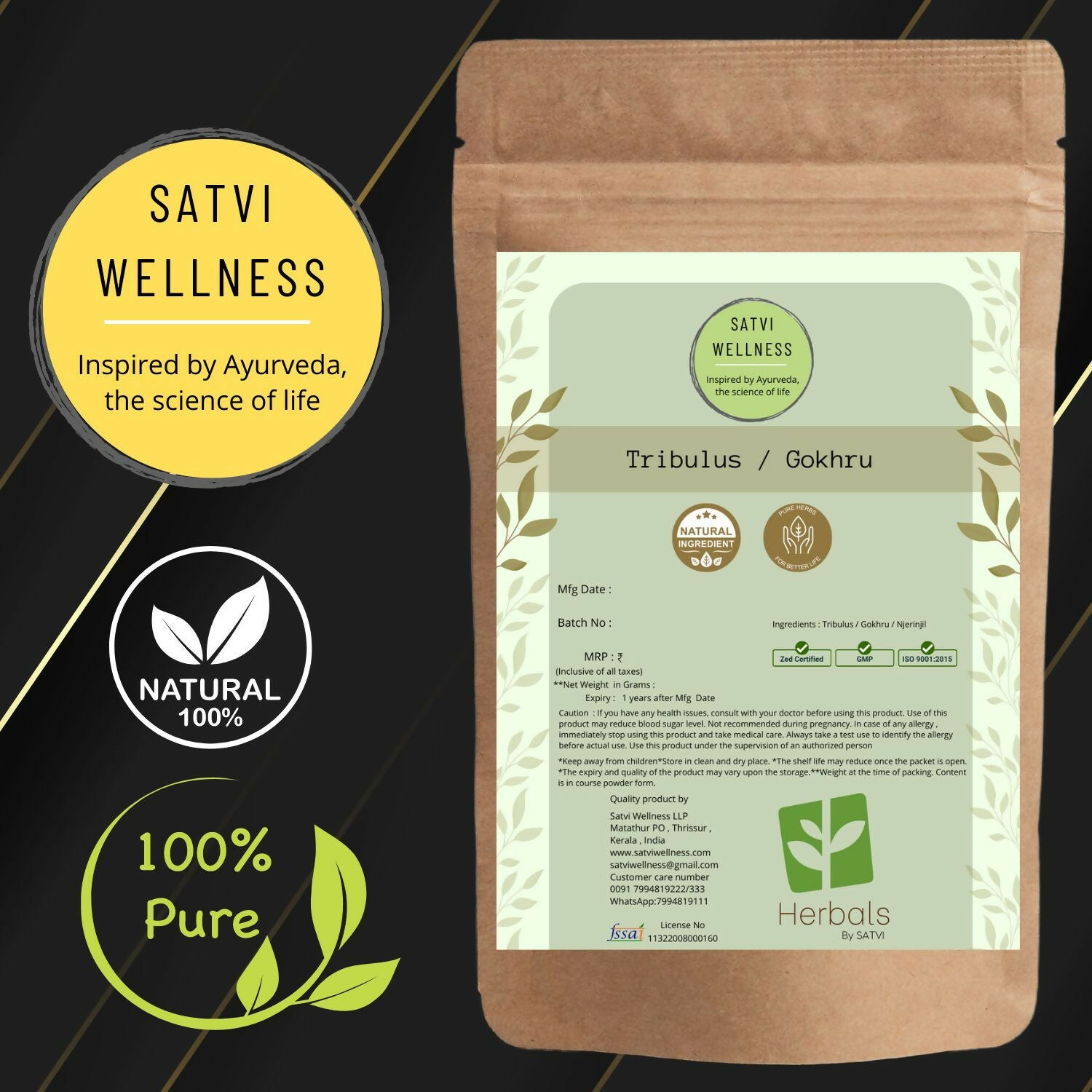 Satvi Wellness Tribulus Chopped | Njerinjil | Gokhru Powder - Distacart