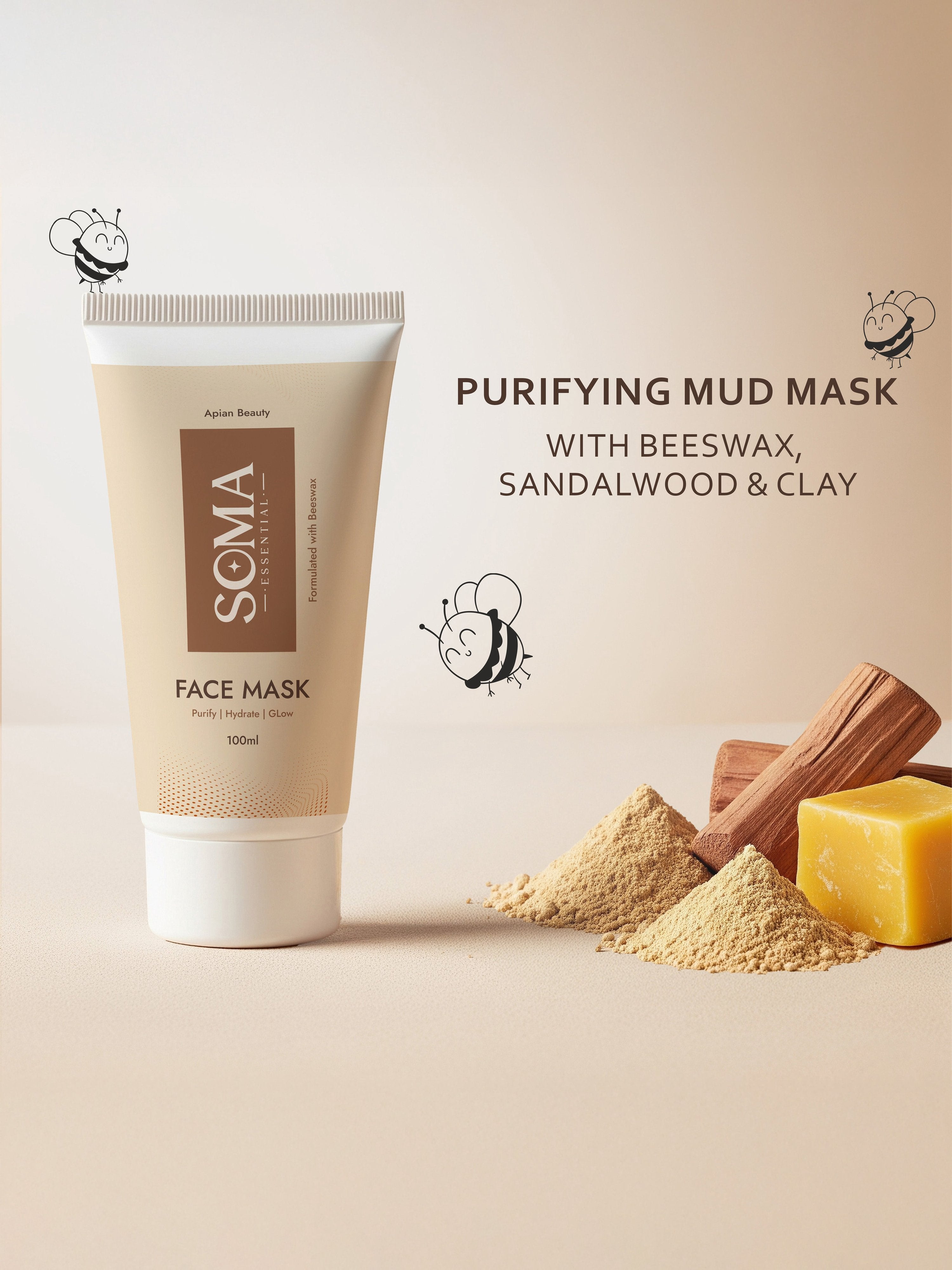 Soma Essential Apian Dtan Glow Mask, 2% Licorice And Beeswax - Dista