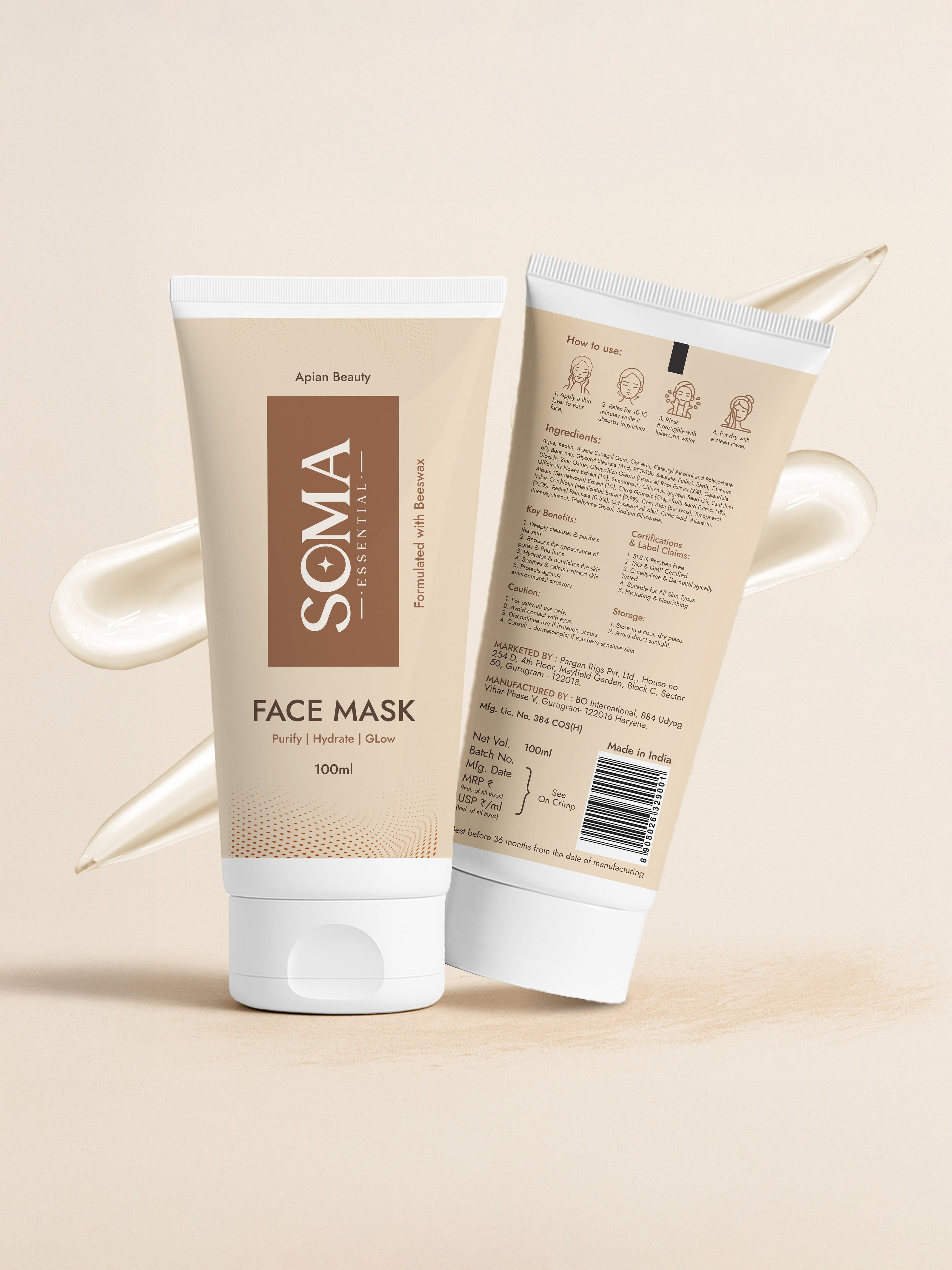 Soma Essential Apian Dtan Glow Mask, 2% Licorice And Beeswax - Dista