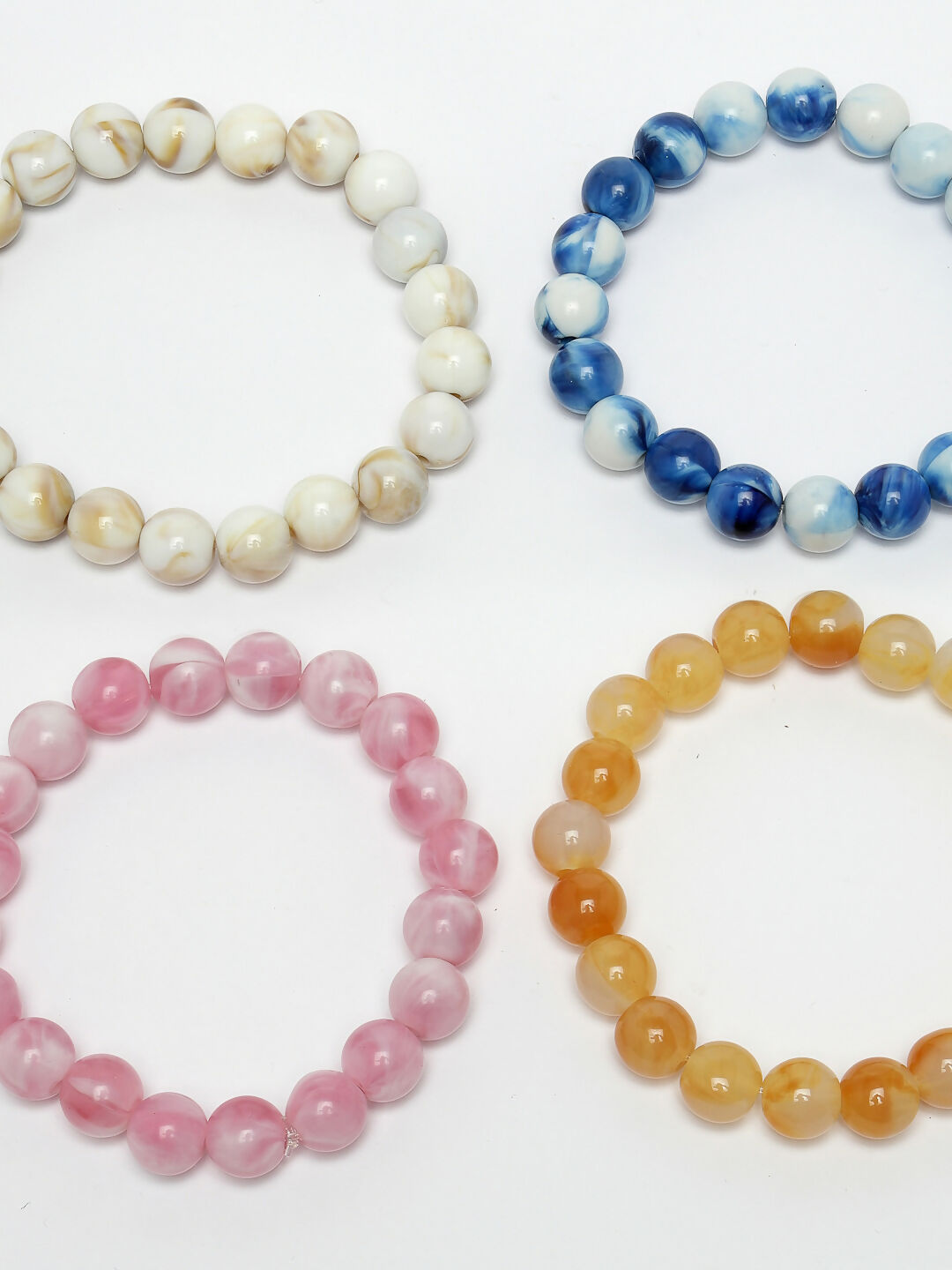 NVR Men & Women Set of 4 Artificial Beads-Beaded Evil Eye Elasticated Bracelet - Distacart