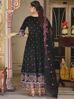 Thumbnail for Kalini Floral Embroidered Thread Work Anarkali Kurta With Palazzos & Dupatta - Distacart
