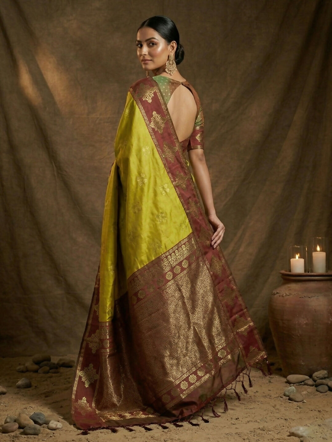 Shree Shyam Fashion Mustard Soft Silk Saree - Distacart