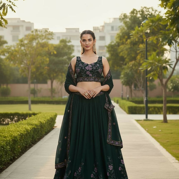Lehenga Mart Designer Indian Wedding Lehenga Choli-Green - Distacart