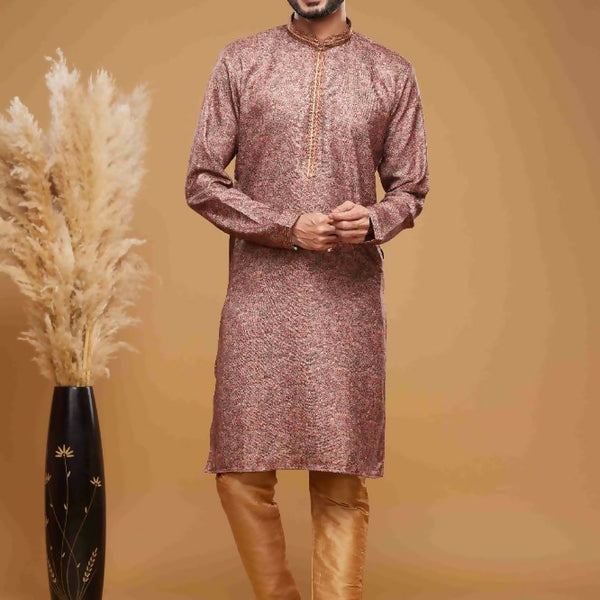 Raivat Ethnic Art Silk Digital Print Pintux Work Kurta Pajama In Onion Pink Colour - Distacart