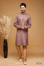 Thumbnail for Raivat Ethnic Art Silk Digital Print Pintux Work Kurta Pajama In Onion Pink Colour - Distacart