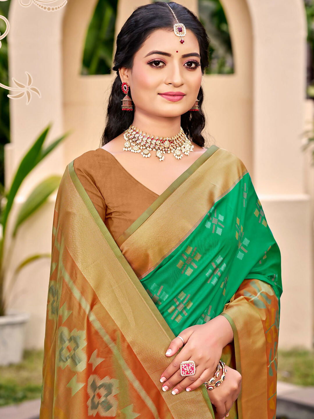 Astita Pochampalli Silk Brown Saree