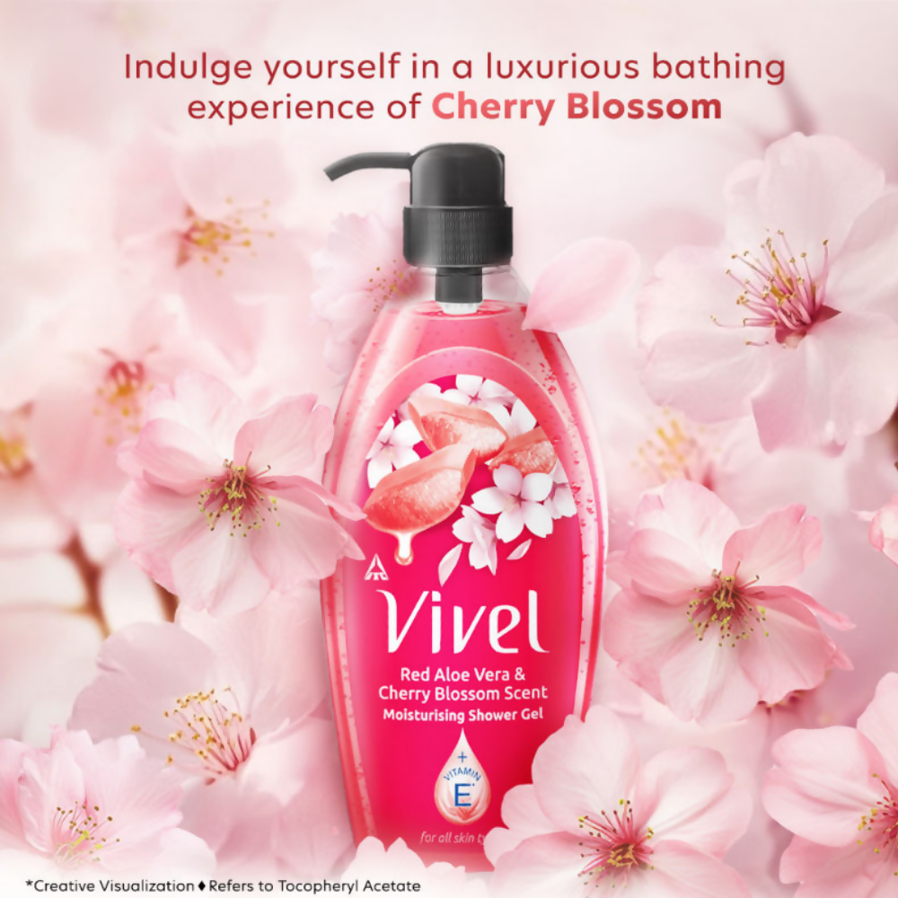 Vivel Red Aloe Vera & Cherry Blossom Scent Moisturizing Shower Gel - Distacart