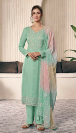 Thumbnail for Anaita Mint Green Embroidered Silk Stitched Salwar Suit - Distacart